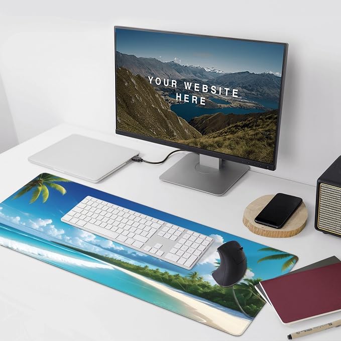 Tropical Beach Large Mouse Pad, Vintage Aesthetic Gaming Desk Mat, XXL Keyboard - Image 9