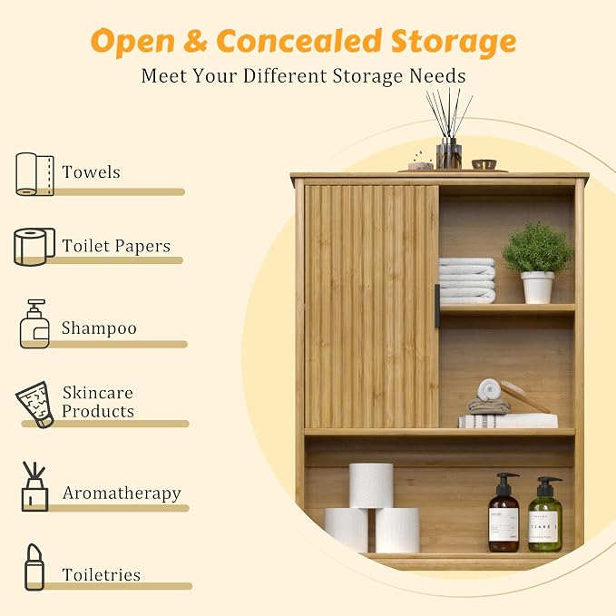 BlueWish Over The Toilet Storage Cabinet, Bamboo Over Toilet Storages - Image 5