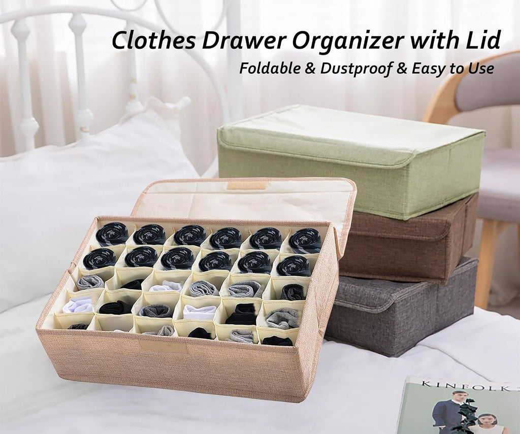 AARAINBOW 2 Packs Underwear Socks Ties Storage Organizer with Lids