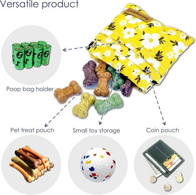 Dog Treat Pouch, Pocket Sized Pet Training Pouch, Cotton Fabric, Hand Free - Image 4
