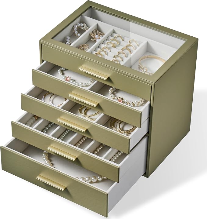 Jewelry Box Organizer Case for Women: 5-Layer Jewelry Storage Case by pickpiff