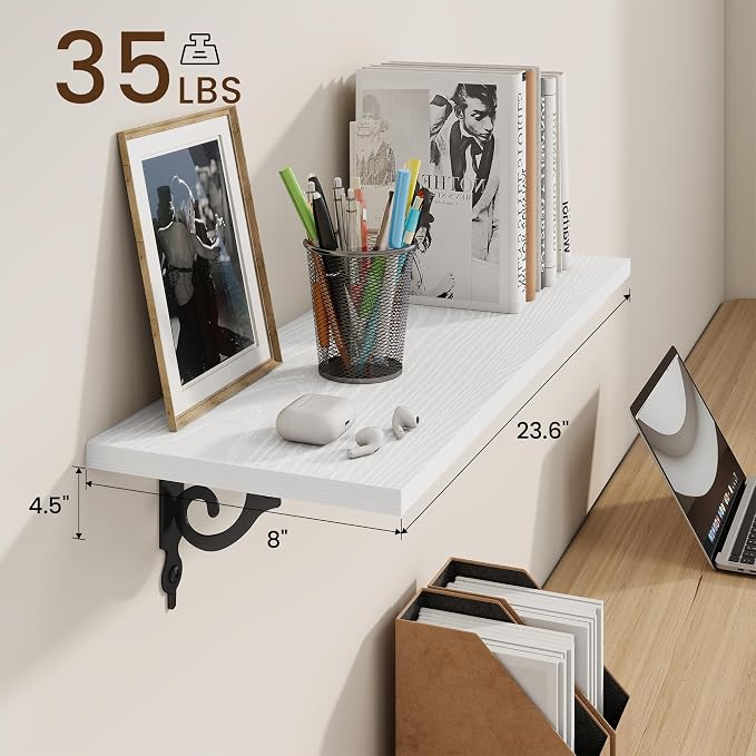 RICHFOCUS Floating Shelves for Wall Decor, 24Inch Rustic Shelves Set of 2 - Image 3