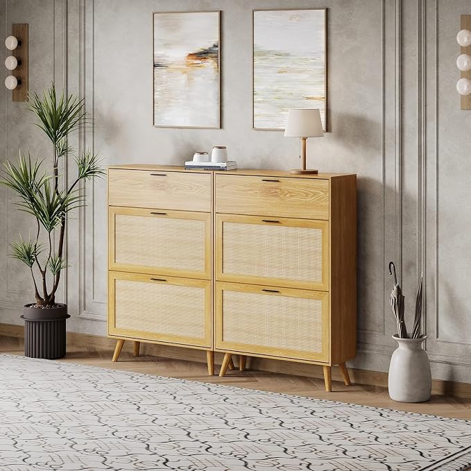 MU Natural Rattan Shoe Cabinet, Entryway Shoe Cabinet - Image 7