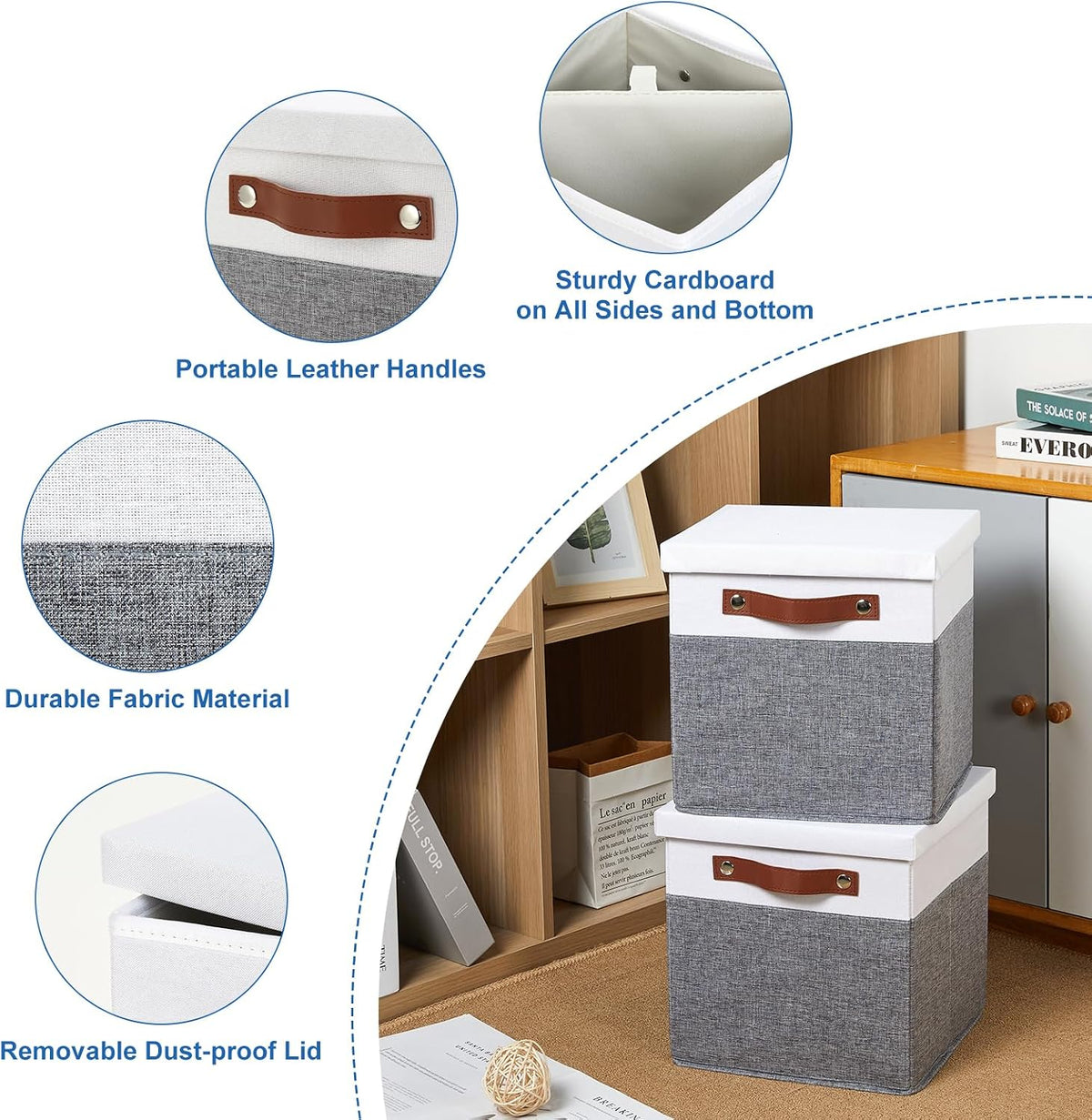 Foldable Fabric Storage Bins with Lids, 2-Pack Storage Bin for