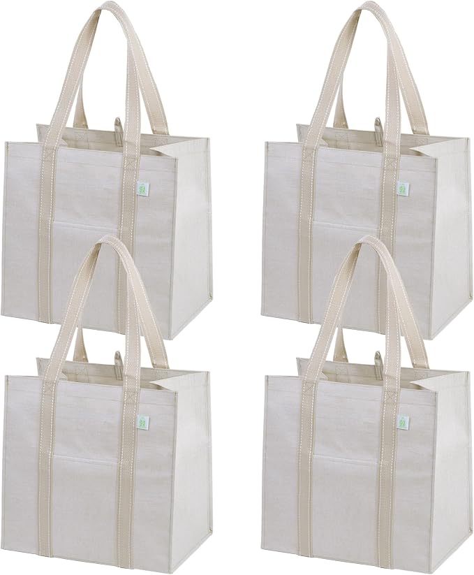 VENO 4 Pack Reusable Grocery Bags, Heavy-Duty Shopping Bags by Veno