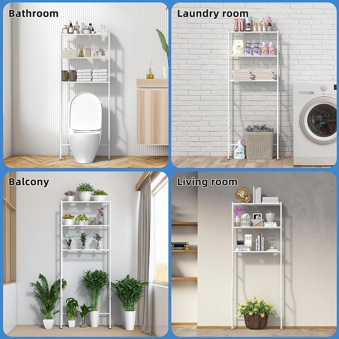 3-Tier Over The Toilet Storage, Freestanding Metal Bathroom Shelves, Space - Image 7