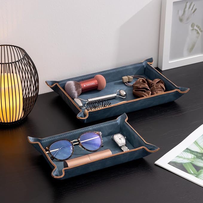 Navaris Faux Leather Tray Set - Image 2