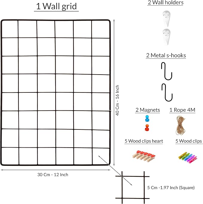 ODOXIA 1-Pack Wire Wall Grid Panel | Photo Grid Wall Decor | Metal Grid Board - Image 2