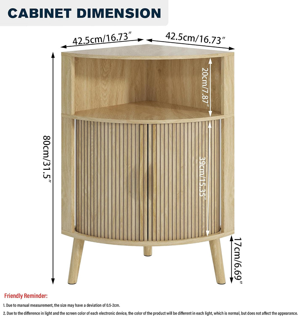 31.5" Small Bathroom Corner Storage Cabinet, Oak
