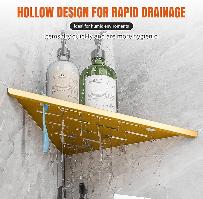 Shower Corner Shelf with Razor Hole, Modern Style Shower Caddy, Sturdy 304 - Image 5