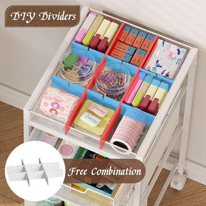 Rolling Utility Cart with 3 Drawers, Craft Organizer and Storage with DIY - Image 4