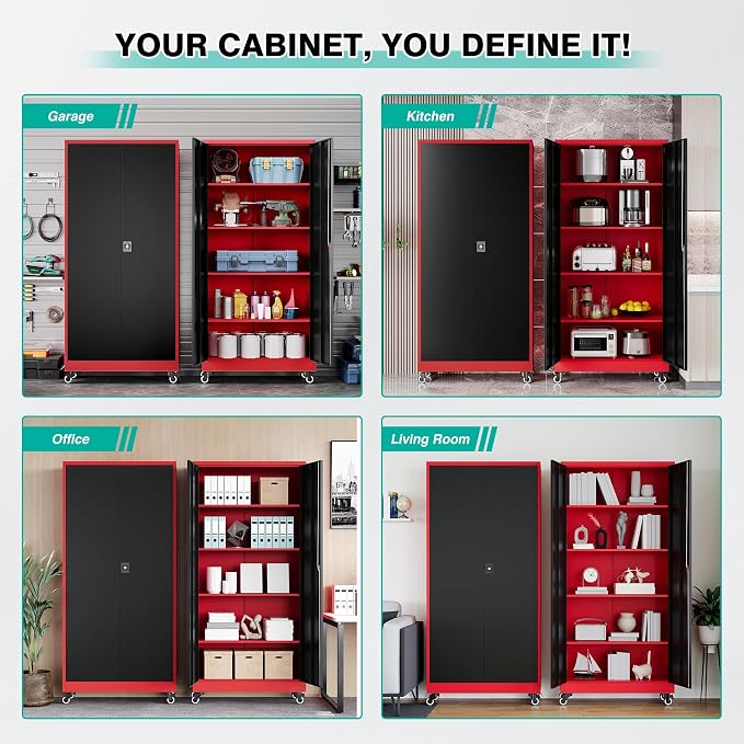 SISESOL 75" Tall Metal Storage Cabinet - Image 7