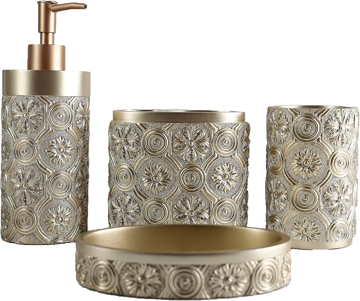 Bathroom Accessories Set,Golden Design Toothbrush Holder,Farmhouse