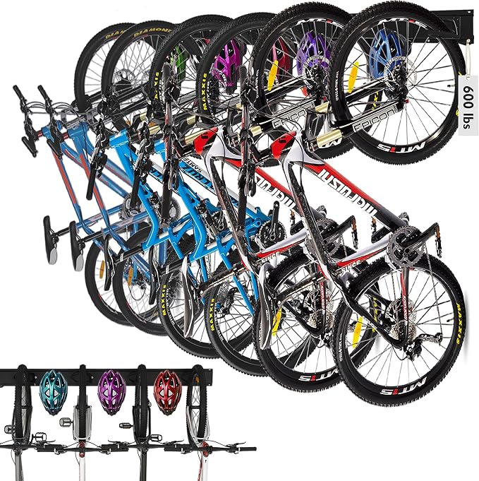HORUSDY Stainless Steel Bike Storage Rack, 6 Bike Storage Hanger Wall Mount and by HORUSDY