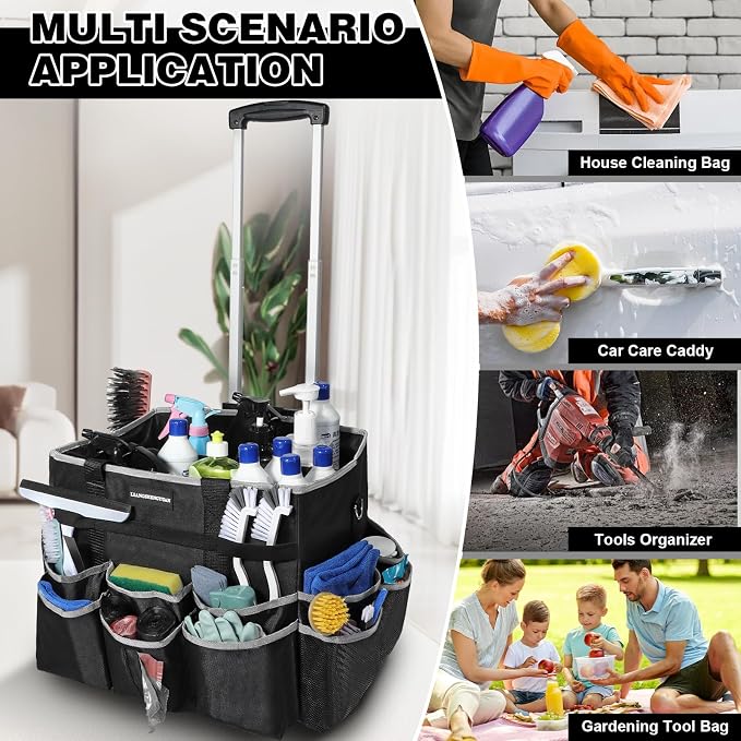Large Rolling Cleaning Caddy Bag, Cleaning Caddy - Image 7