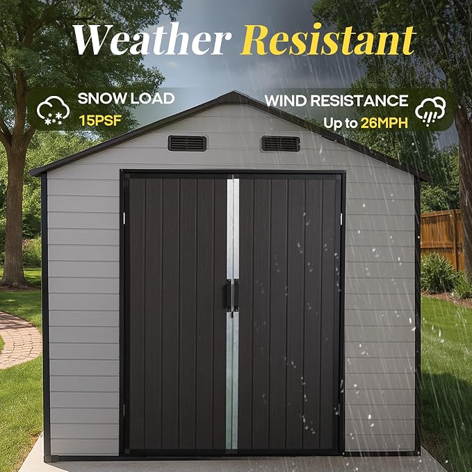 8x14ft Resin Outdoor Storage Shed - Image 5