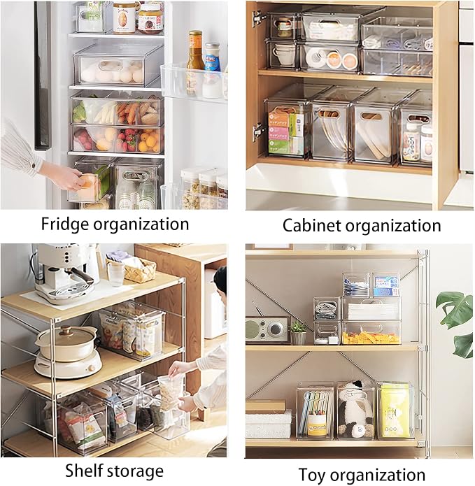 Eanpet 4Pack Stackable Refrigerator Organizer Bins Pull Out Drawer Large - Image 4