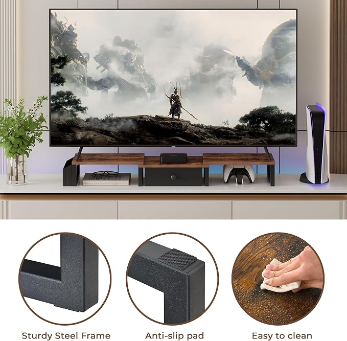 LAND·VOI Heavy Duty Dual Monitor Stand, Holds 2 Screens Up to 27 Inches - Image 9