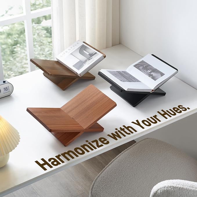 Solid Wooden Book Stand for Desktop Display & Reading –15.7" x 9.4" x 5.7” - Image 3