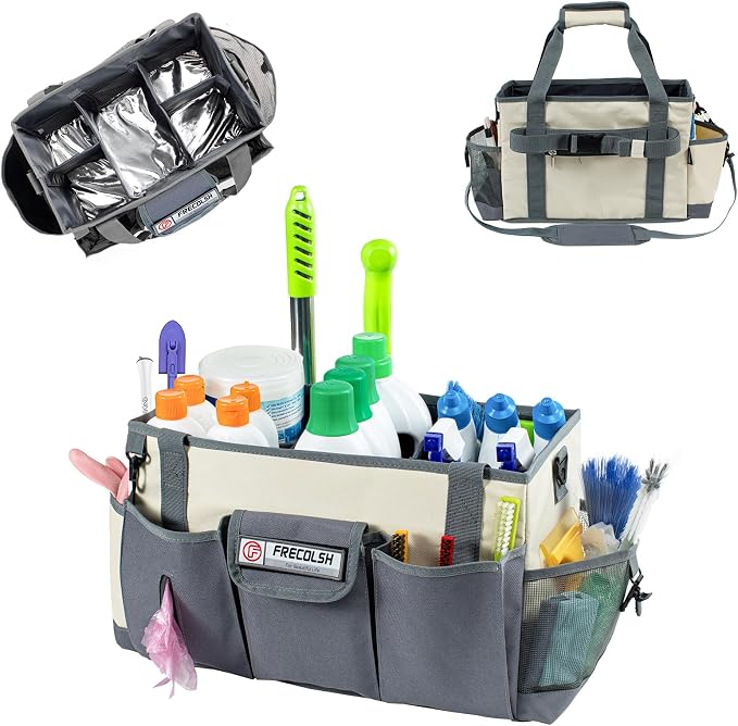 Large Cleaning Caddy for Suppliers Organizer, Wearable Cleaing Bag, Cleaning by FRECOLSH