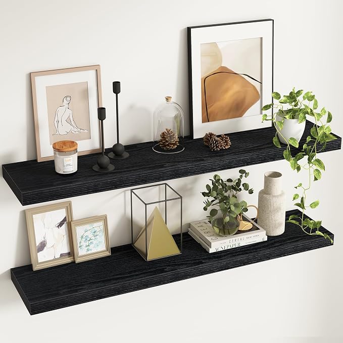 Fun Memories 48Inch Floating Shelves, 9.3Inch Deep Rustic Wall Shelves by FunMemories