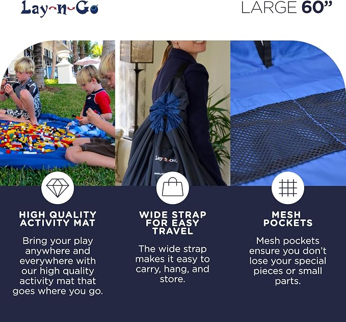 Lay-n-Go 2-in-1 Small Portable Drawstring Toys Storage Organizer and Play Mat - Image 5