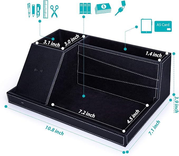 Valet Tray, Built in Wireless Charging Pad, Nightstand Organizer, Dresser - Image 6