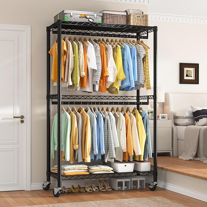 Raybee Clothing Rack with Wheels, Clothes Rack - Image 6