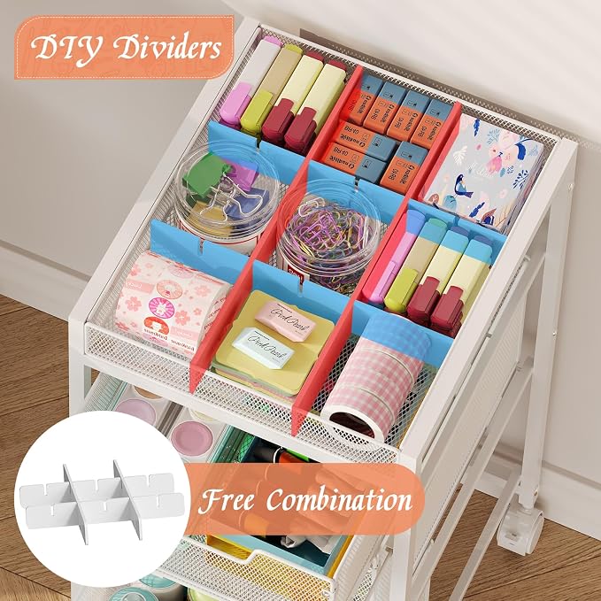 Rolling Utility Cart with 4 Drawers, Craft Organizer and Storage Carts with DIY - Image 5