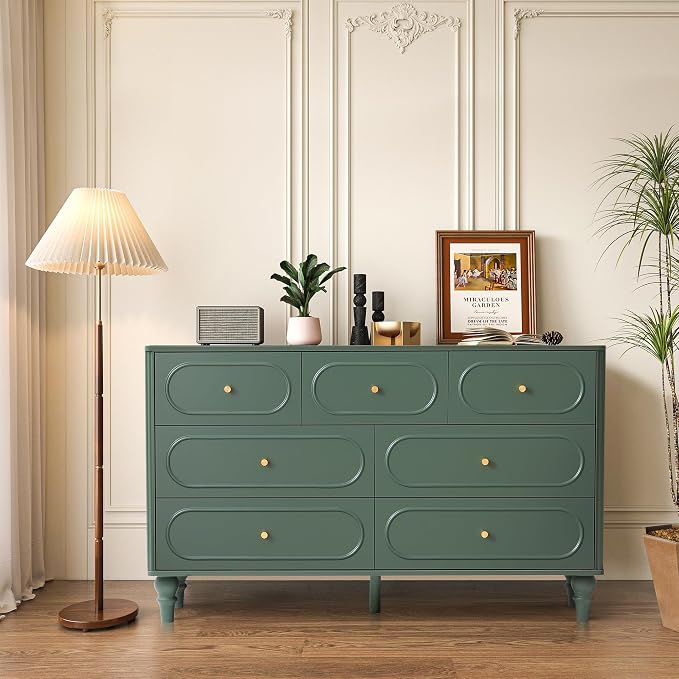 Fluted 7 Drawer Dresser for Bedroom, Modern Mid Century Chest of Drawers - Image 6