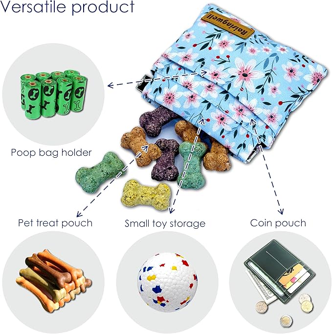 Dog Treat Pouch, Small Cotton Pocket Sized Training Holder, Hand Free Walking - Image 4