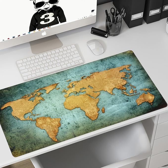 Desk Mat, World Map Extended Gaming Mouse Pad, Large Non-Slip Rubber Base - Image 7