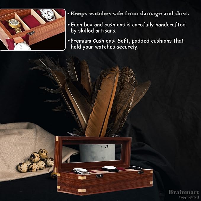 Wooden Watch Box for Men & Women, Watch Organizer & Display Case, Premium - Image 4