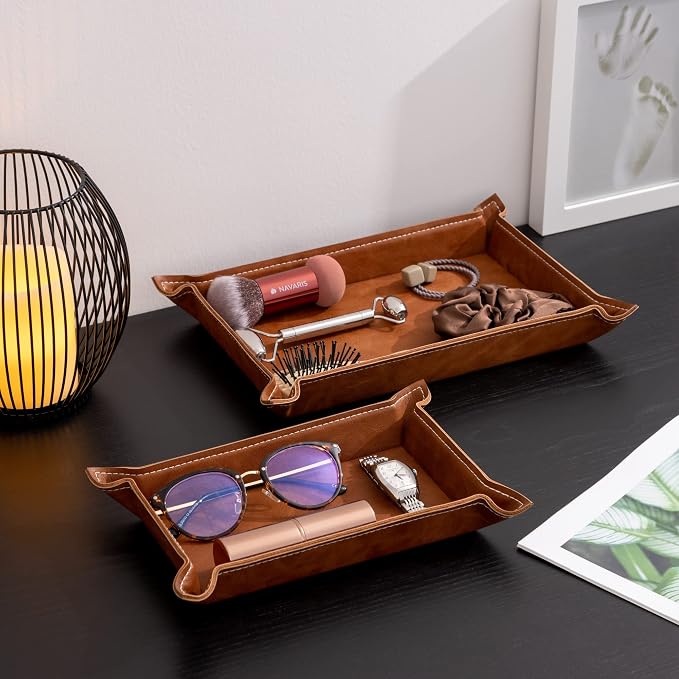 Navaris Faux Leather Tray Set - Image 2