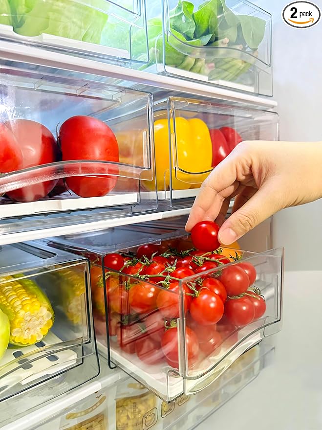 Refrigerator Organizers and Storage Drawer, Stackable Fruit Storage Containers by Unknown