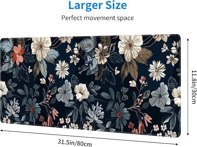 Dark Flower Large Mouse Pad, Gaming Keyboard Desk Pad, Extended Mouse Mat - Image 3