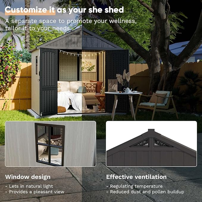 Patiowell 8 x 6 FT Plastic Outdoor Storage Shed - Image 3