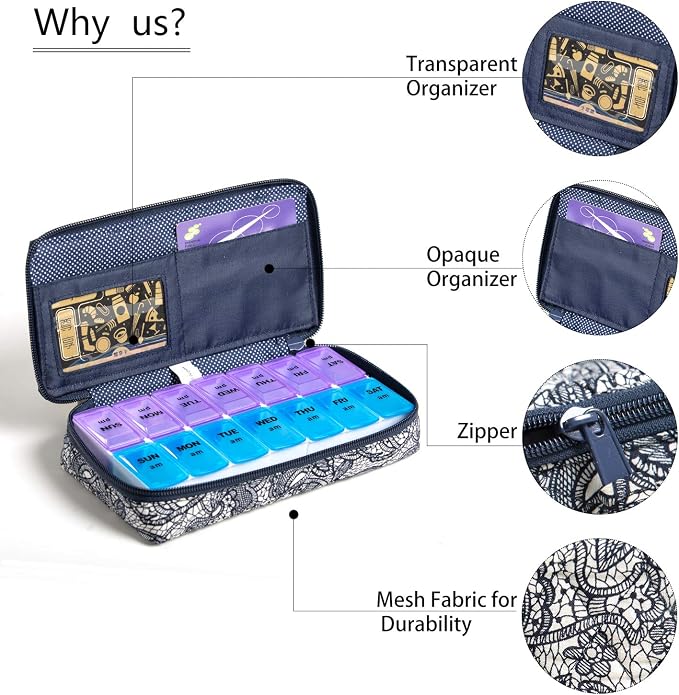 Weekly Pill Organizer 2 Times a Day, Zumd Pill Box 7 Day - Image 3