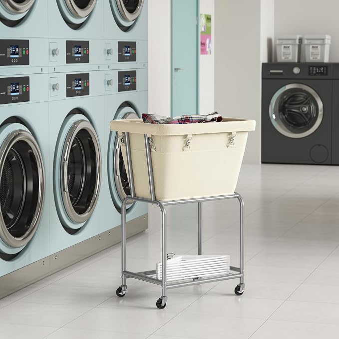 ELYKEN Laundry Cart with Wheels, Rolling Laundry Hamper with Removable Bag and - Image 9
