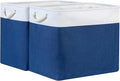 Bidtakay Large Canvas Organization Bins Set of 2 Navy Blue Rectangular Baskets by BidtakayBaskets