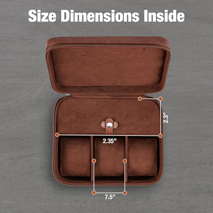 Awesometik 3 Slot Luxury Travel Faux Leather Watch Case. Watch Storage - Image 2