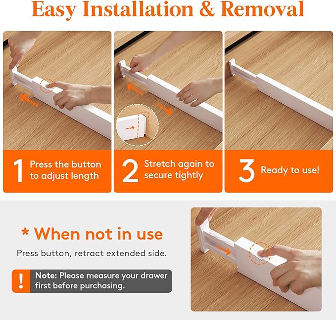 Lifewit 12 Pack Kitchen Drawer Dividers 2.36" High, Plastic Expandable - Image 5