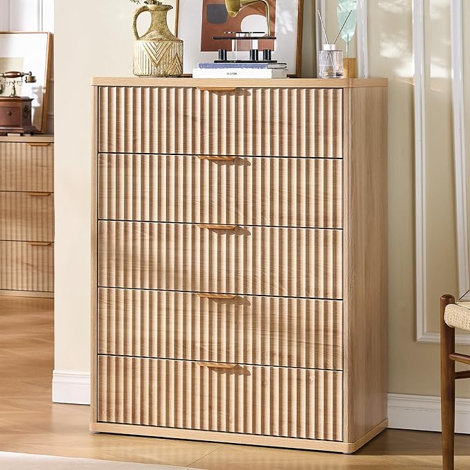 LEYAOYAO Fluted 5 Drawers Dresser by LEYAOYAO-Findtheshiningpointofyourideallife%EF%BC%81