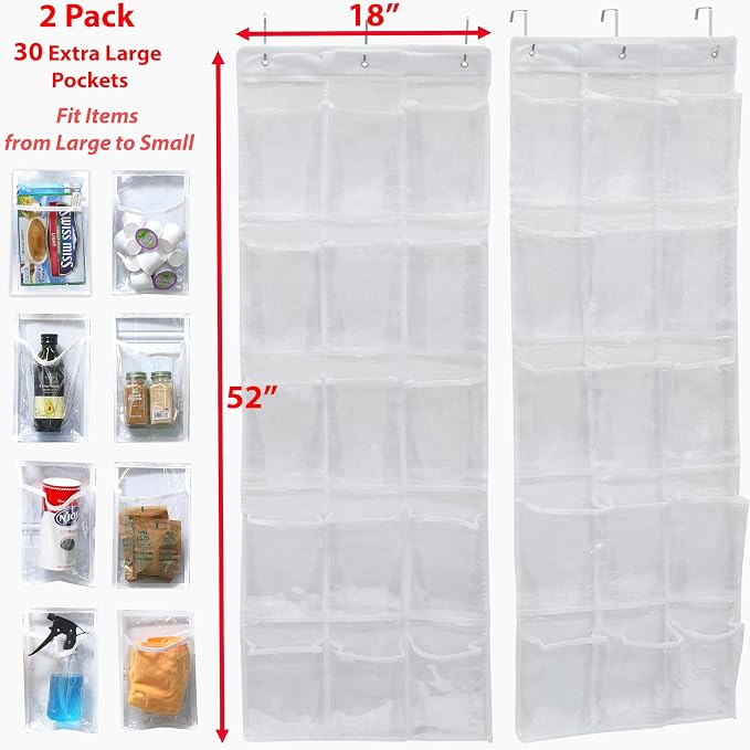Simple Houseware 2-Pack Clear Over the Door Hanging Pantry Organizer - Image 2