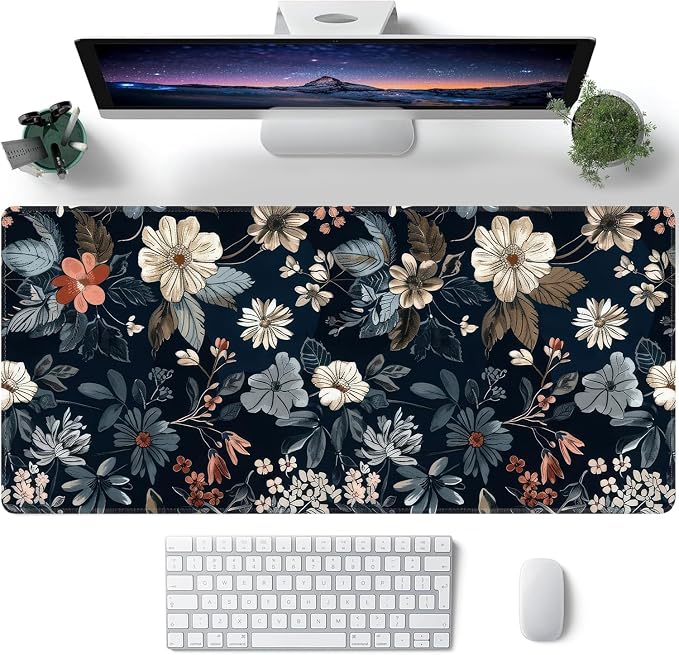 Dark Flower Large Mouse Pad, Gaming Keyboard Desk Pad, Extended Mouse Mat - Image 2