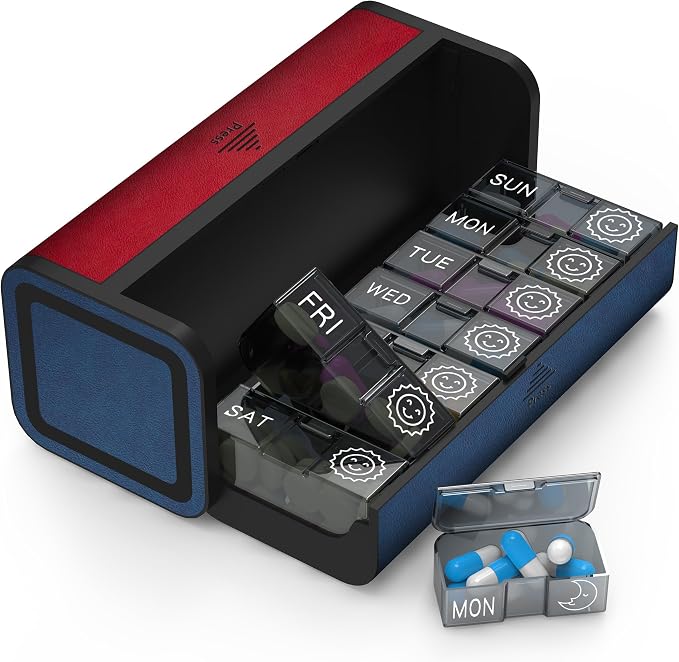 Pill Organizer 2 Times a Day, Am Pm Twice Daily Pill Case, Detachable Large by TALVOLC