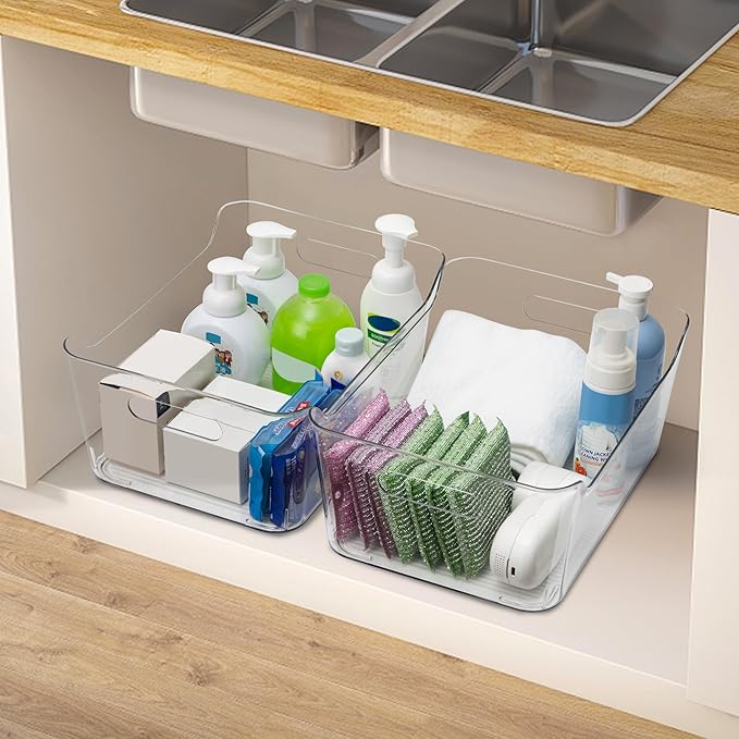 Tiawudi 4 Pack Plastic Storage Bins, Extra Large Pantry Organizer, 13.5" x 10" - Image 6