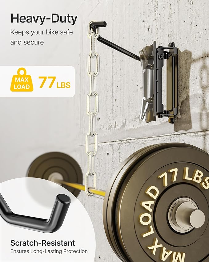 monTEK Bike Wall Mount for 4.5" Tire Width, Swivel Bike Wall Hanger Holds Up to - Image 5