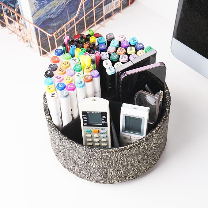 lizimandu Remote Control Holder, 360°Spinning PU Leather Desk TV Remote Caddy - Image 6