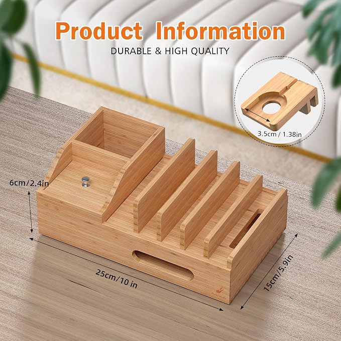 Bamboo Charging Station for Multiple Devices - Image 7